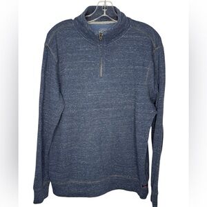 Faherty Brand Heathered Blue Quarter Zip Pullover Sweater Size Large
